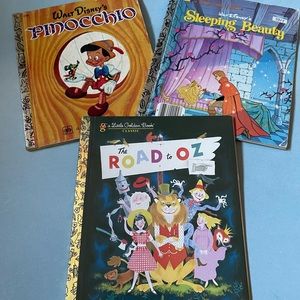 GUC Little Golden Books: Sleeping Beauty, Pinocchio, The Road To Oz (Set of 3)
